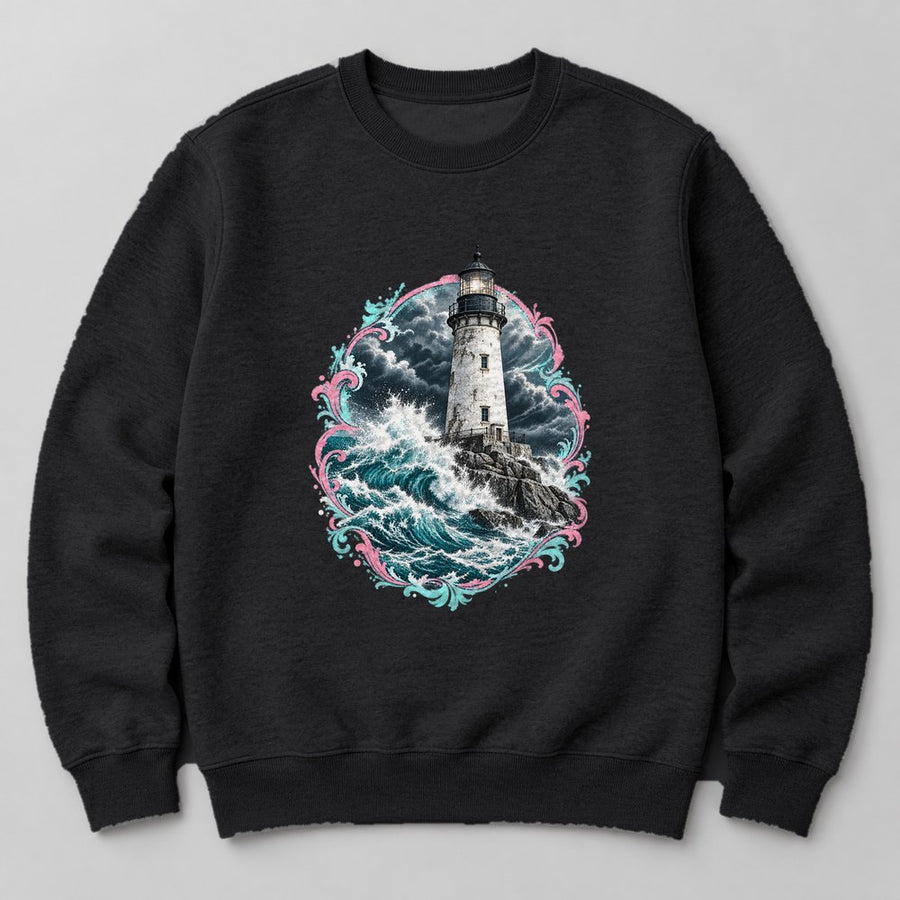 Lighthouse Storm Sweatshirt in Black