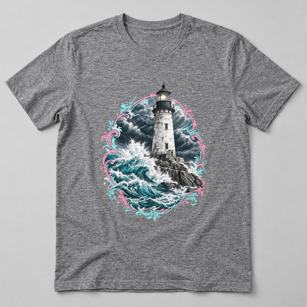 Lighthouse Storm T-Shirt in Heather Grey