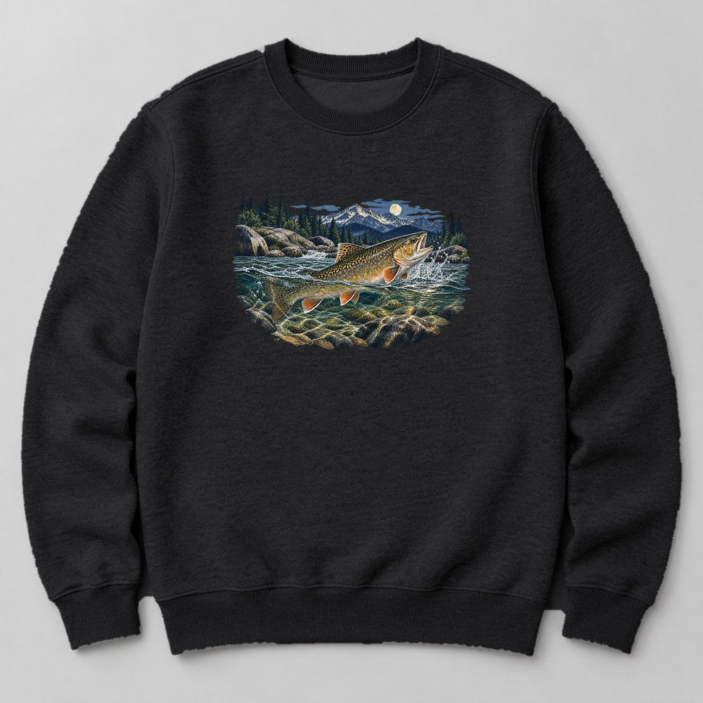 Trout Stream Sweatshirt in Black