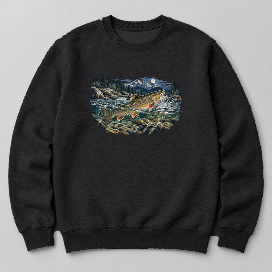 Trout Stream Sweatshirt in Black