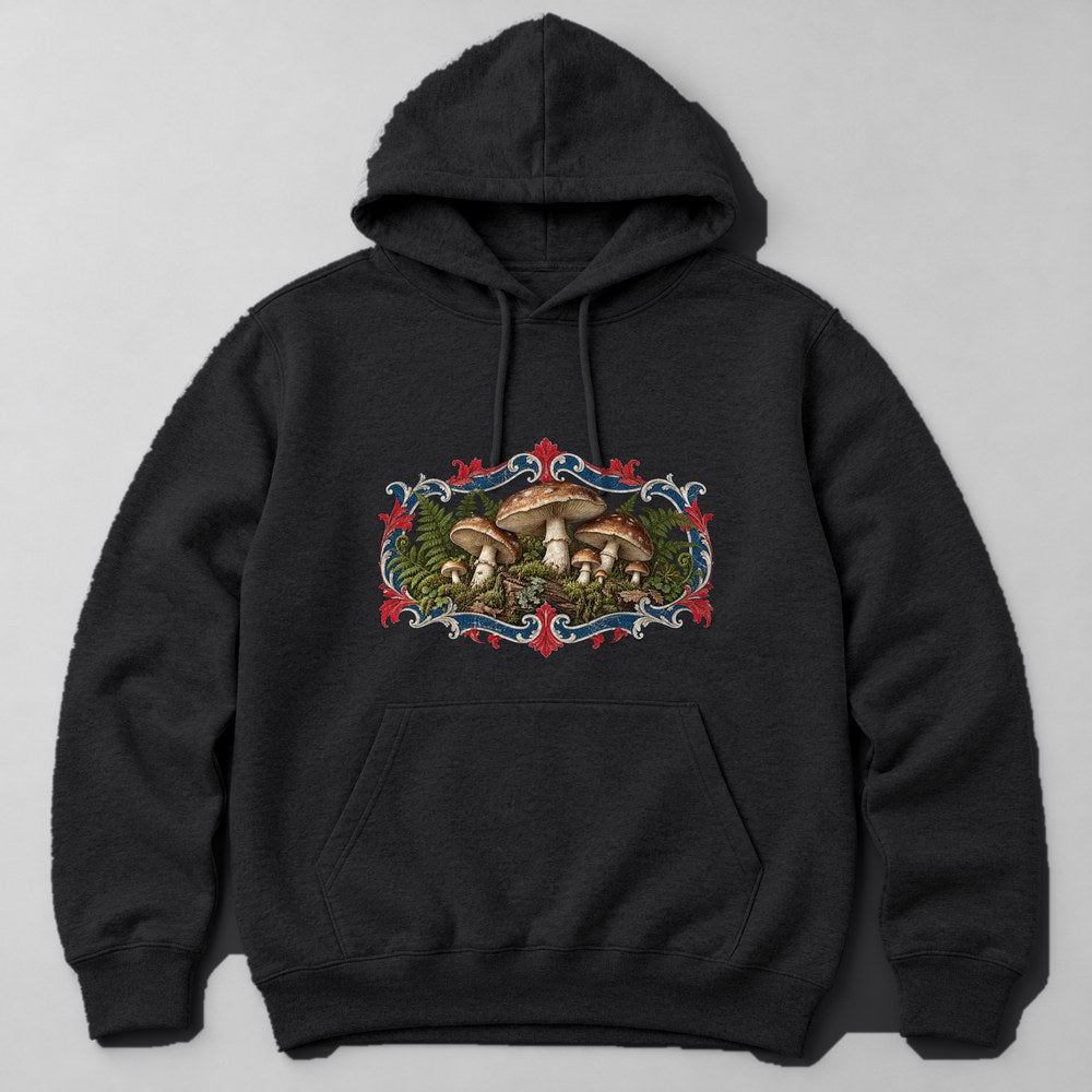 Mushroom Forest Floor Hoodie in Black