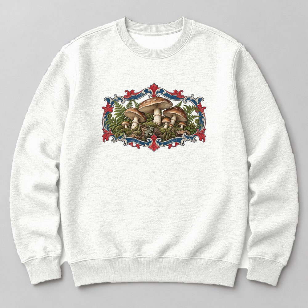 Mushroom Forest Floor Sweatshirt in White