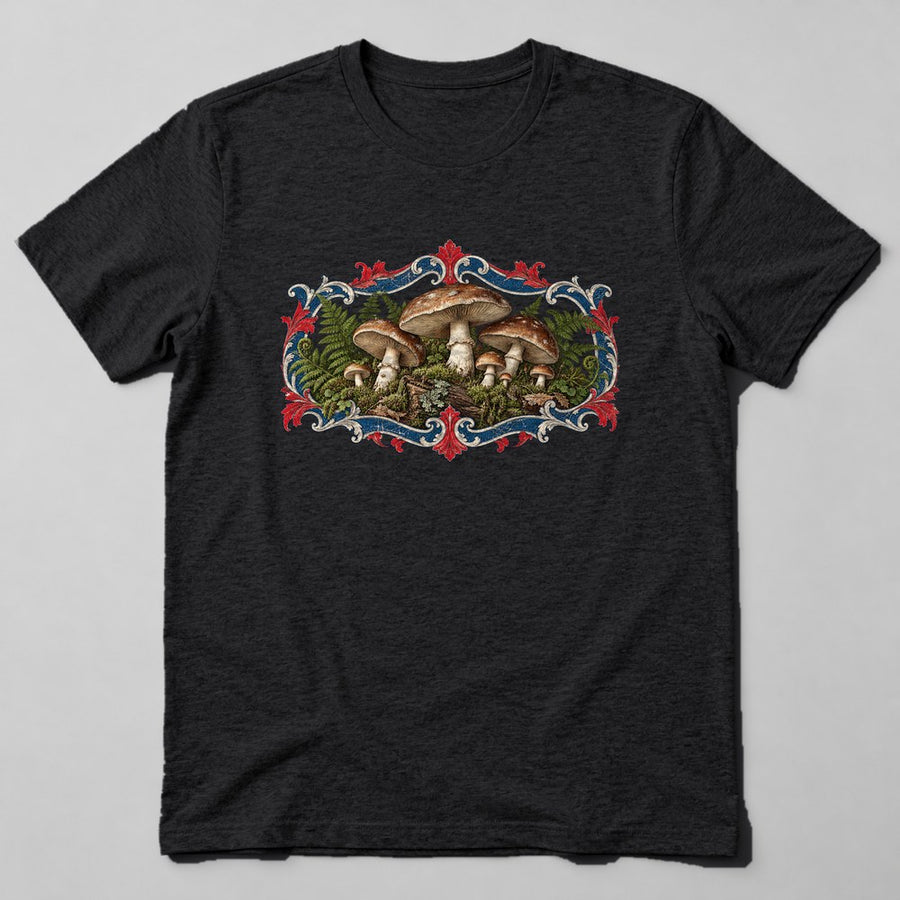 Mushroom Forest Floor T-Shirt in Black