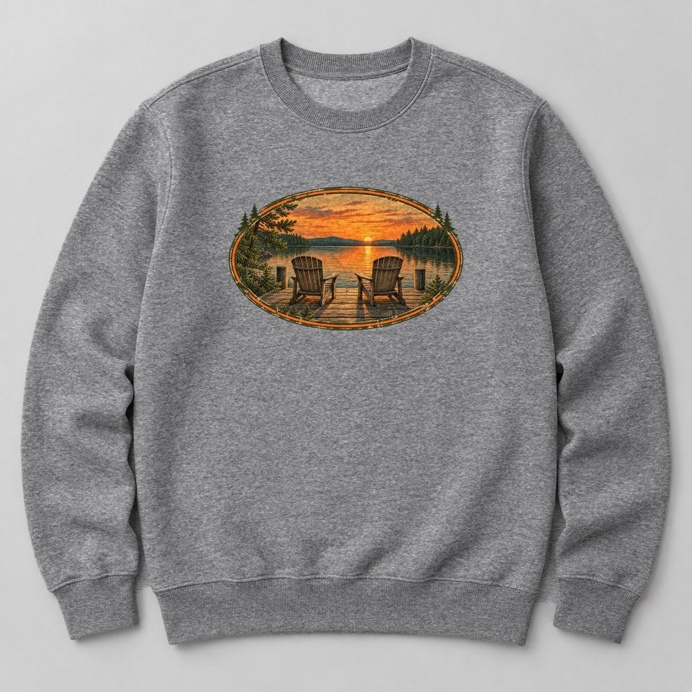 Lake Dock Sunset Sweatshirt in Heather Grey