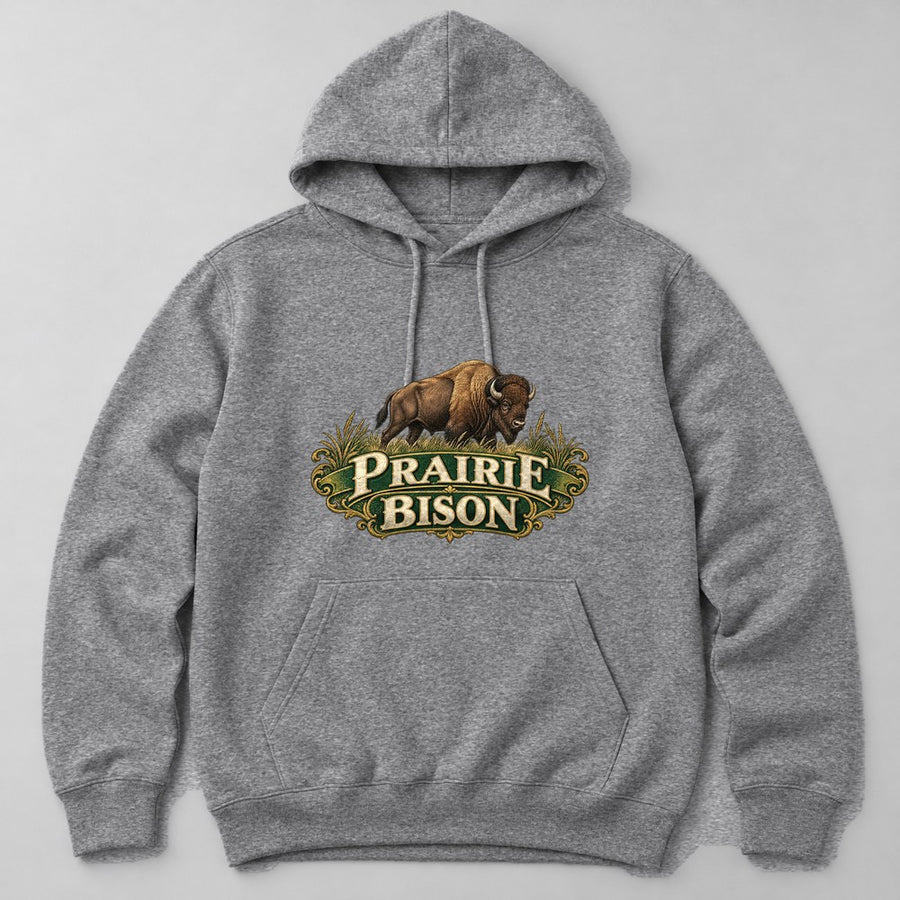 Prairie Bison Hoodie in Heather Grey