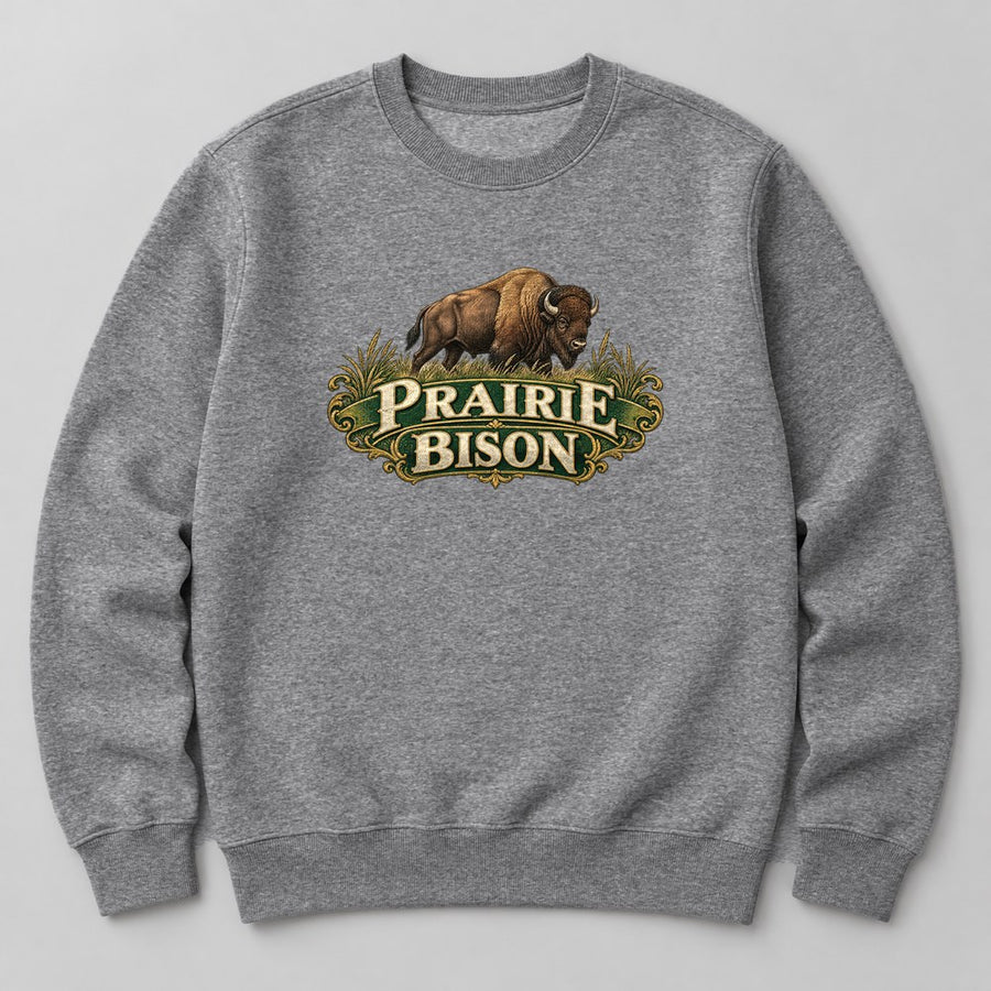 Prairie Bison Sweatshirt in Heather Grey