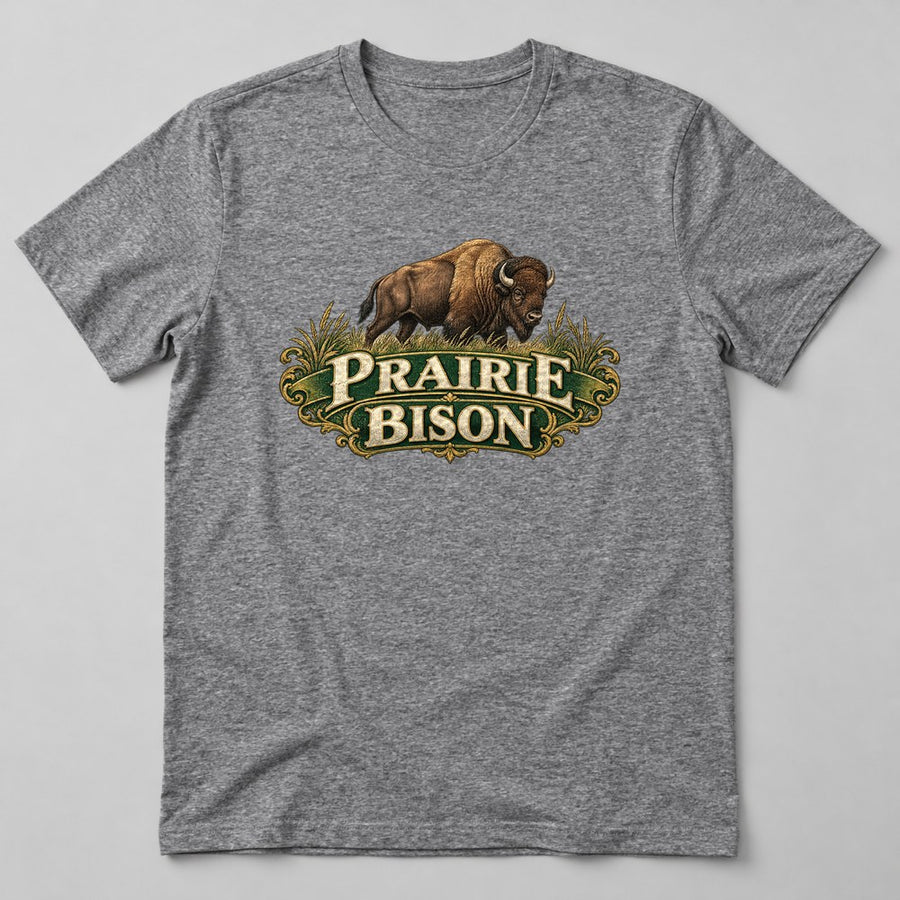 Prairie Bison T-Shirt in Heather Grey