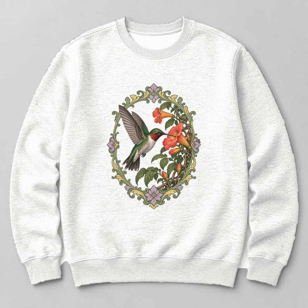 Hummingbird Flower Sweatshirt in White