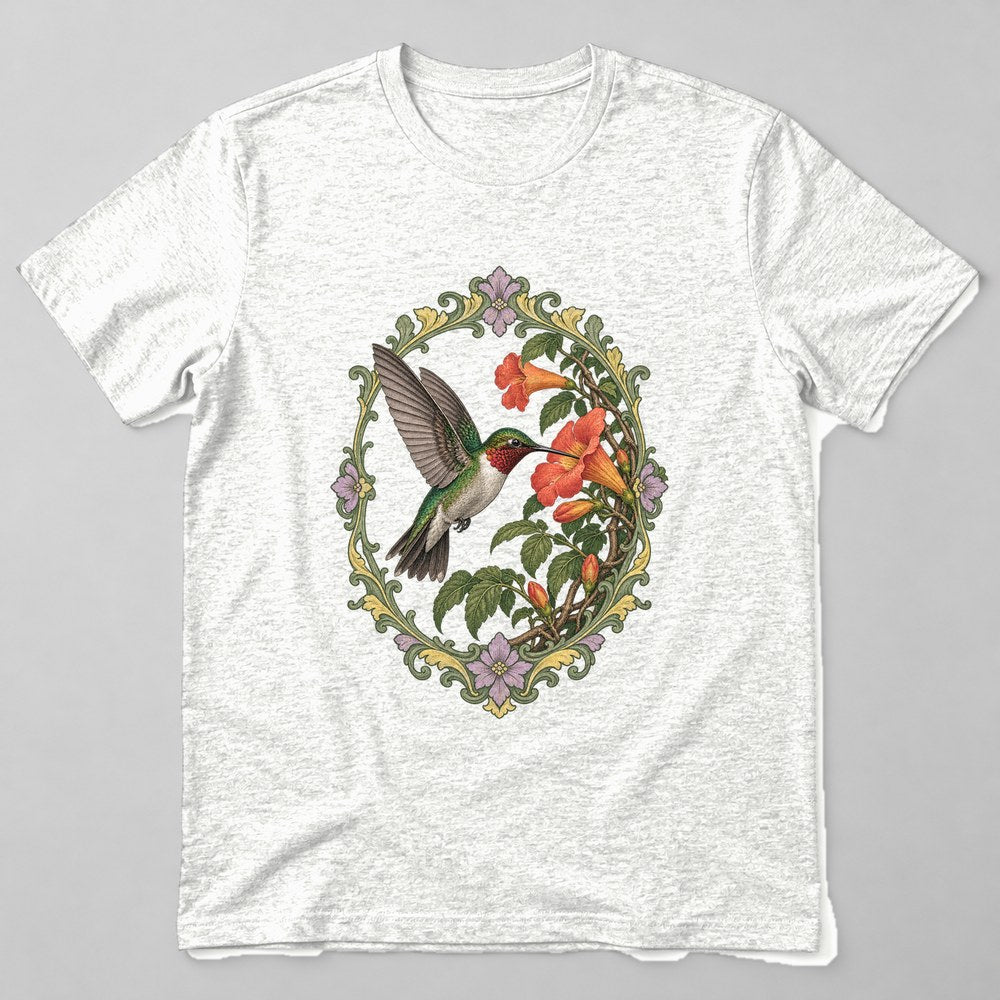 Hummingbird Flower T-Shirt in White