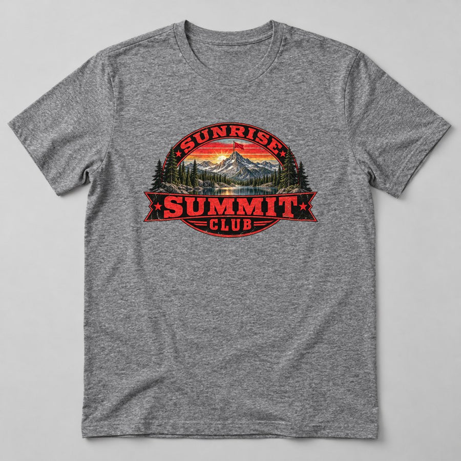 Sunrise Summit Club T-Shirt in Heather Grey