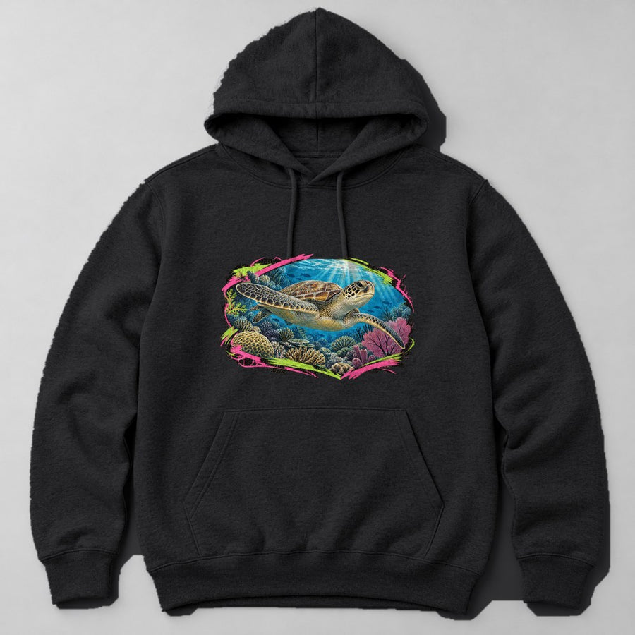 Ocean Turtle Hoodie in Black