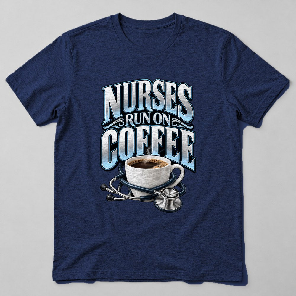 Nurses Run on Coffee T-Shirt in Navy