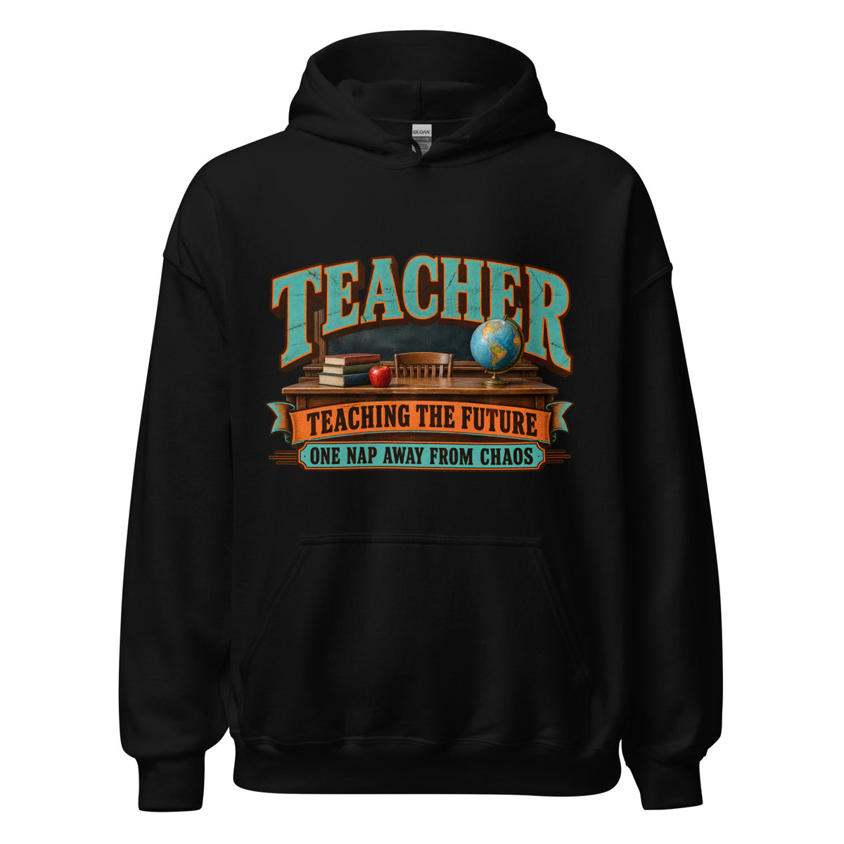 Teaching the Future Hoodie in Black — official front print preview