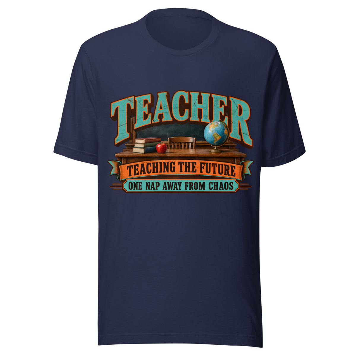 Teaching the Future T-Shirt in Navy — official front print preview