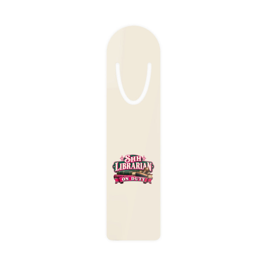Shh, Librarian on Duty Bookmark — One size / White