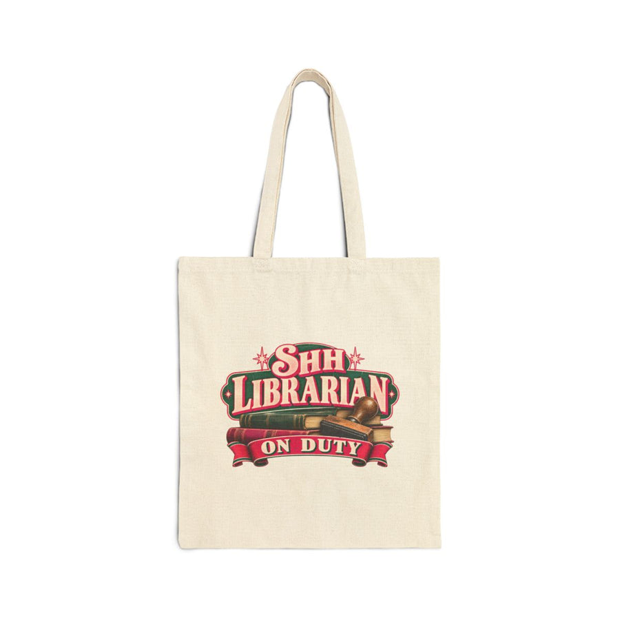 Shh, Librarian on Duty Tote Bag — Natural / 15" x 16"