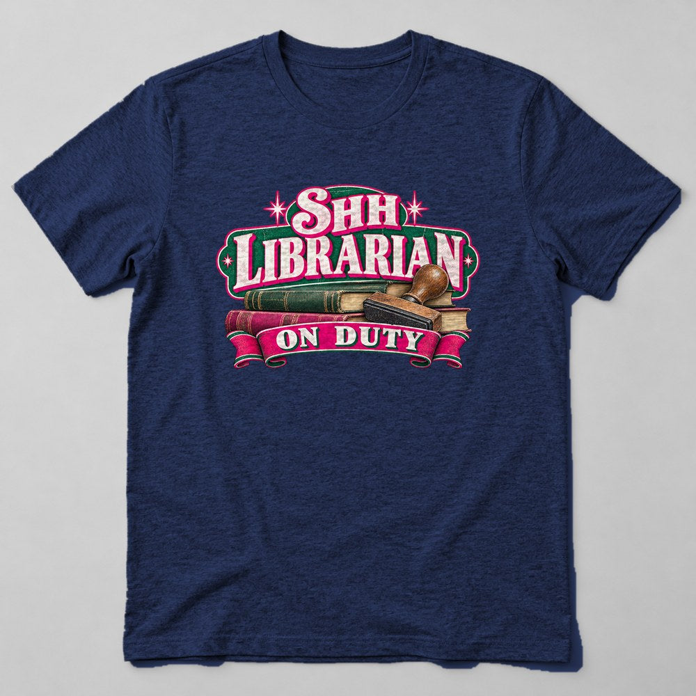 Shh, Librarian on Duty t-shirt in Navy