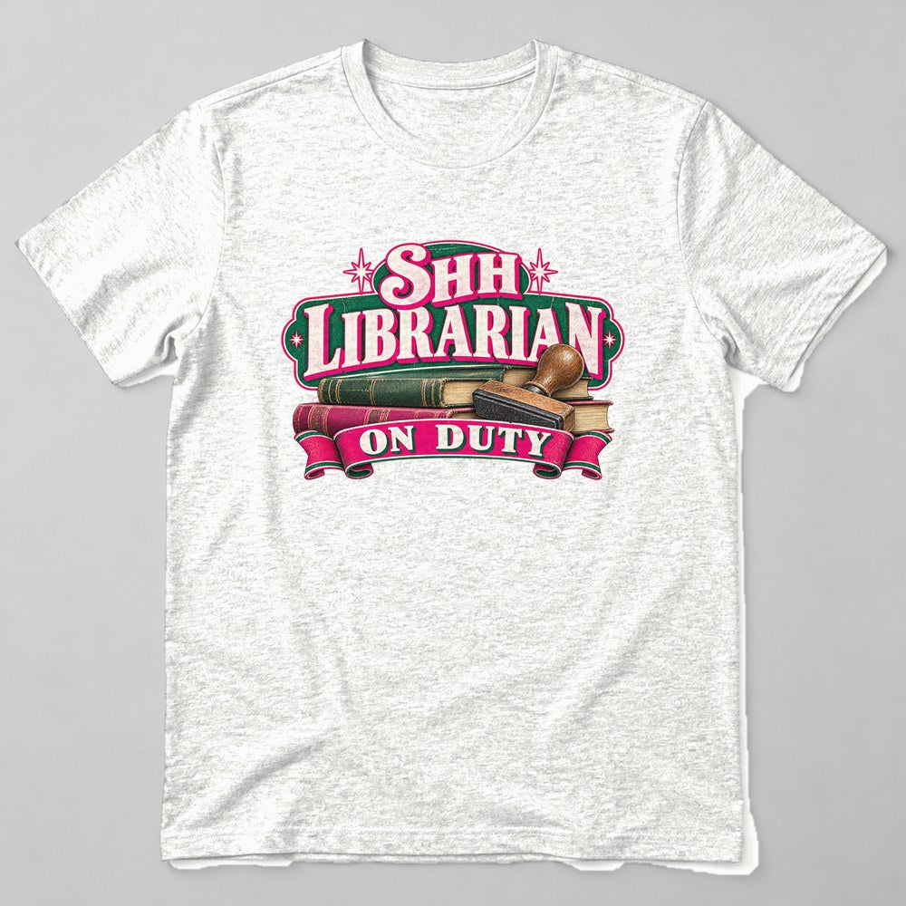 Shh, Librarian on Duty t-shirt in White