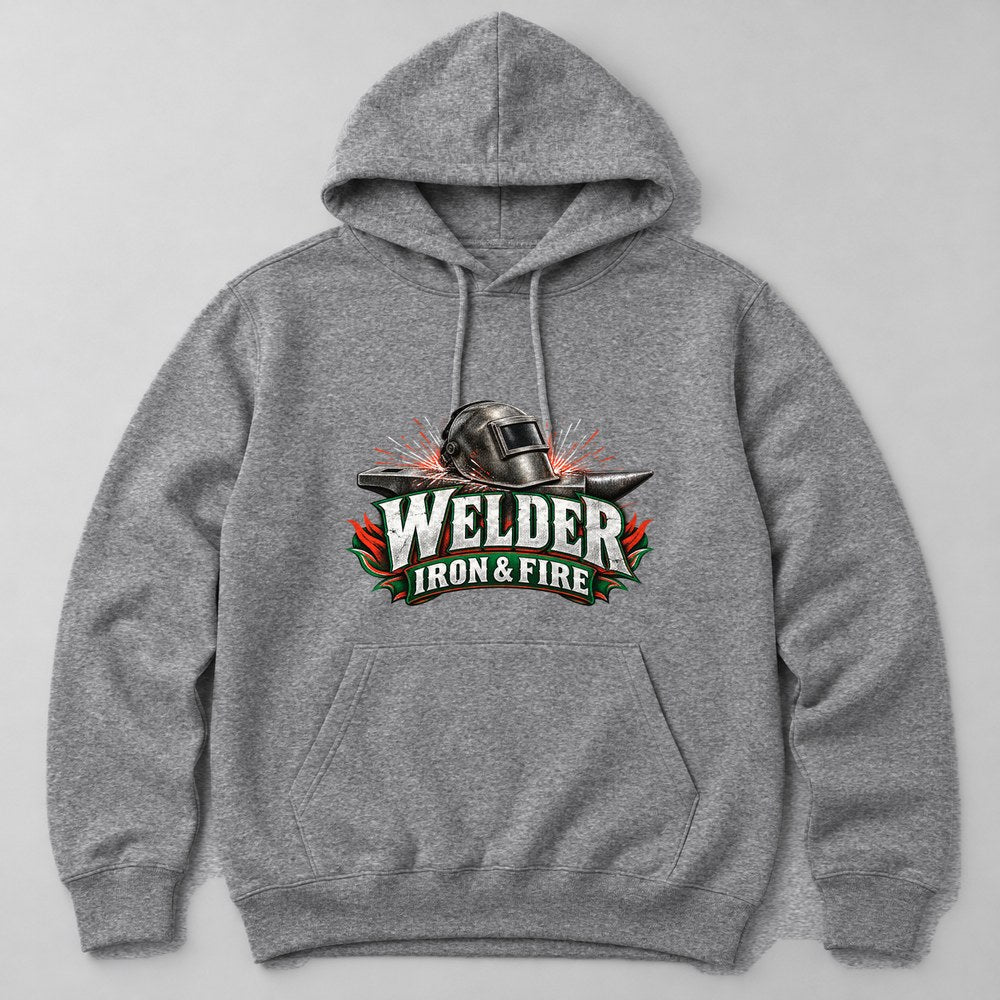 Welder Iron & Fire Hoodie in Heather Grey
