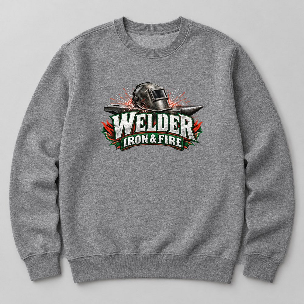 Welder Iron & Fire Sweatshirt in Heather Grey