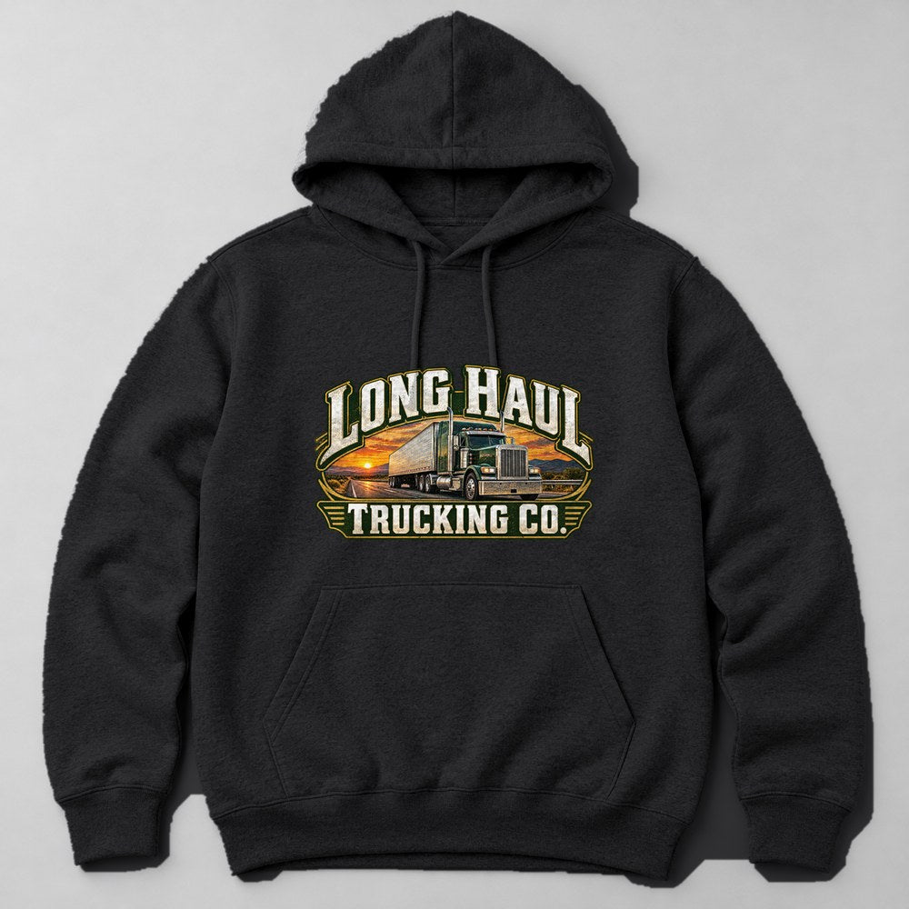 Long Haul Trucking Co. Hoodie in Black