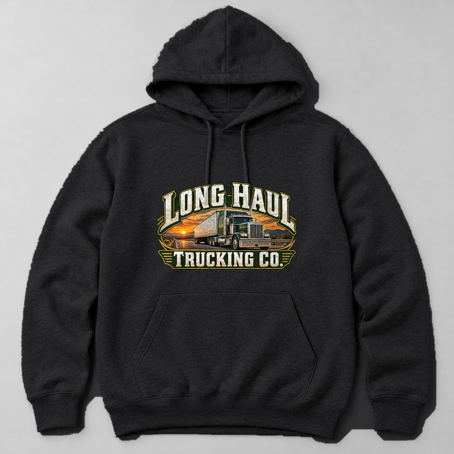 Long Haul Trucking Co. Hoodie in Black