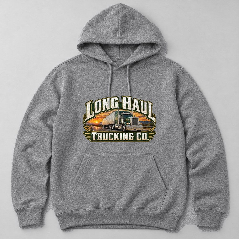 Long Haul Trucking Co. Hoodie in Heather Grey