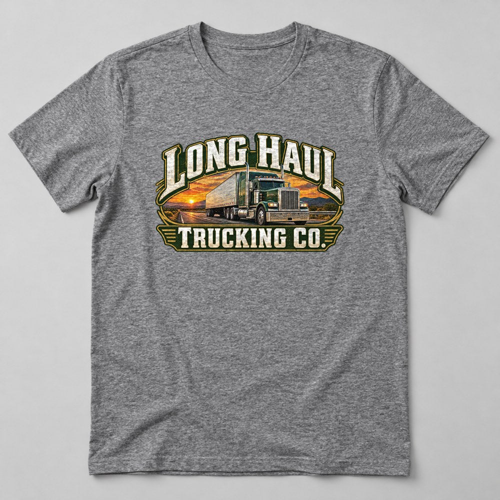 Long Haul Trucking Co. T-Shirt in Heather Grey