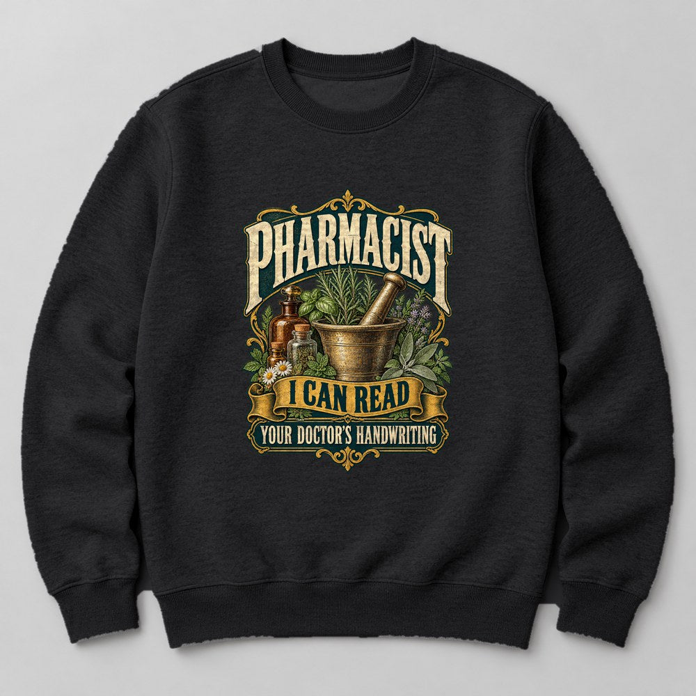 Pharmacist I Can Read Your Doctor's Handwriting Sweatshirt in Black