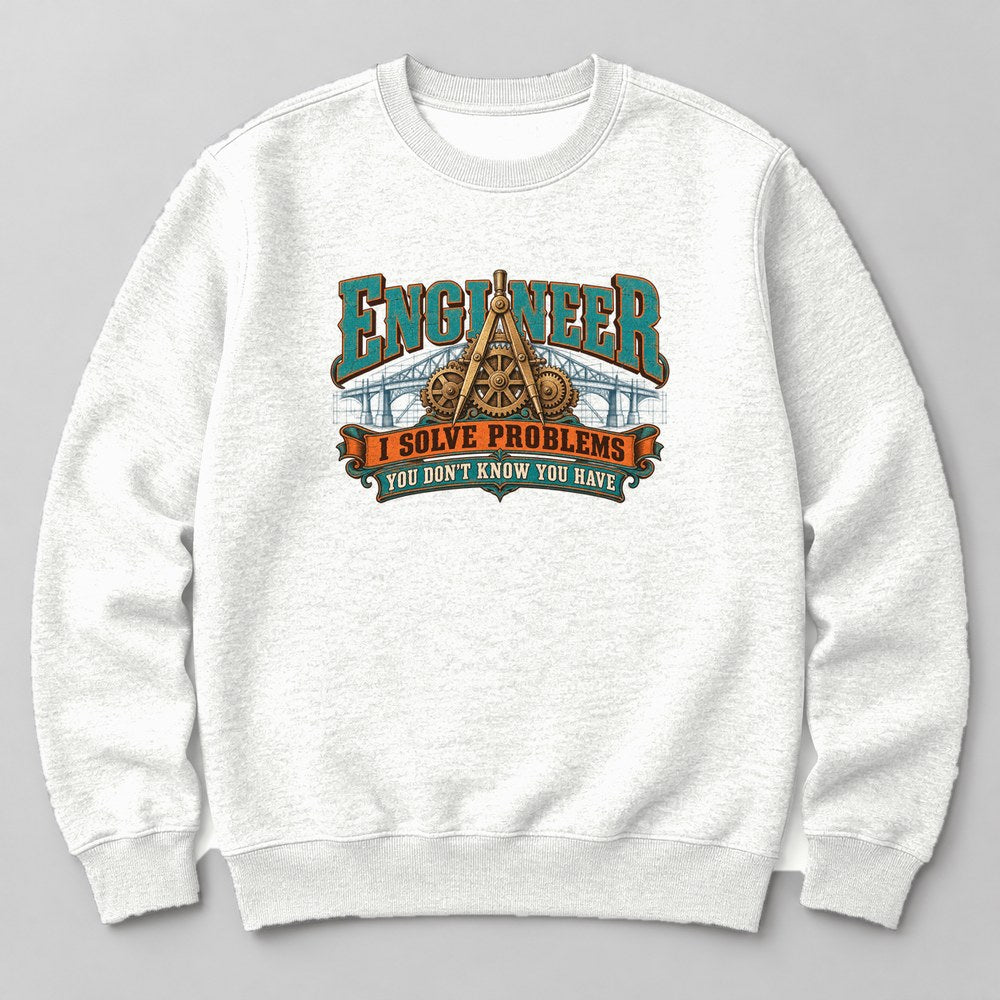Engineer I Solve Problems You Don't Know You Have Sweatshirt in White