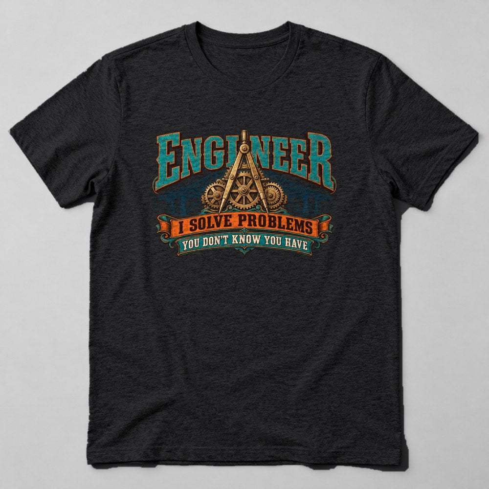 Engineer I Solve Problems You Don't Know You Have T-Shirt in Black