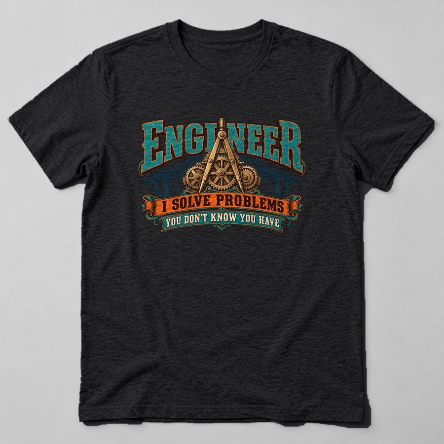 Engineer I Solve Problems You Don't Know You Have T-Shirt in Black