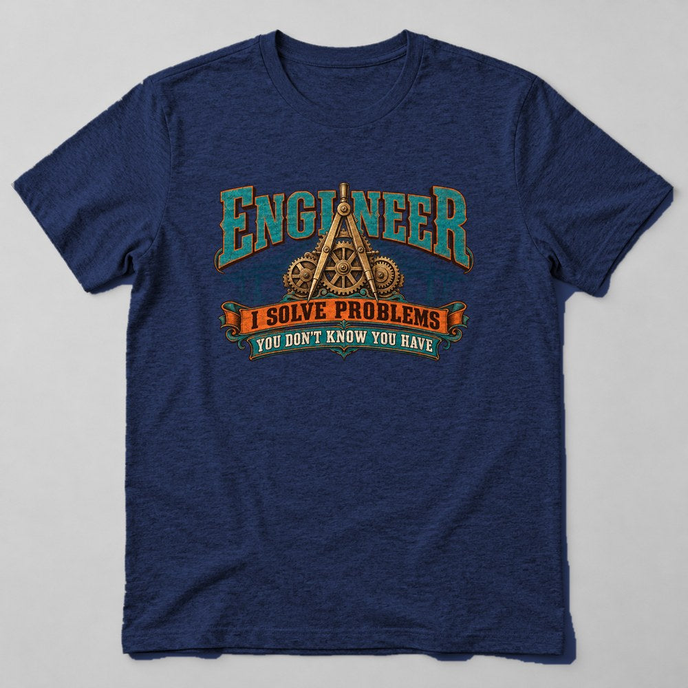 Engineer I Solve Problems You Don't Know You Have T-Shirt in Navy