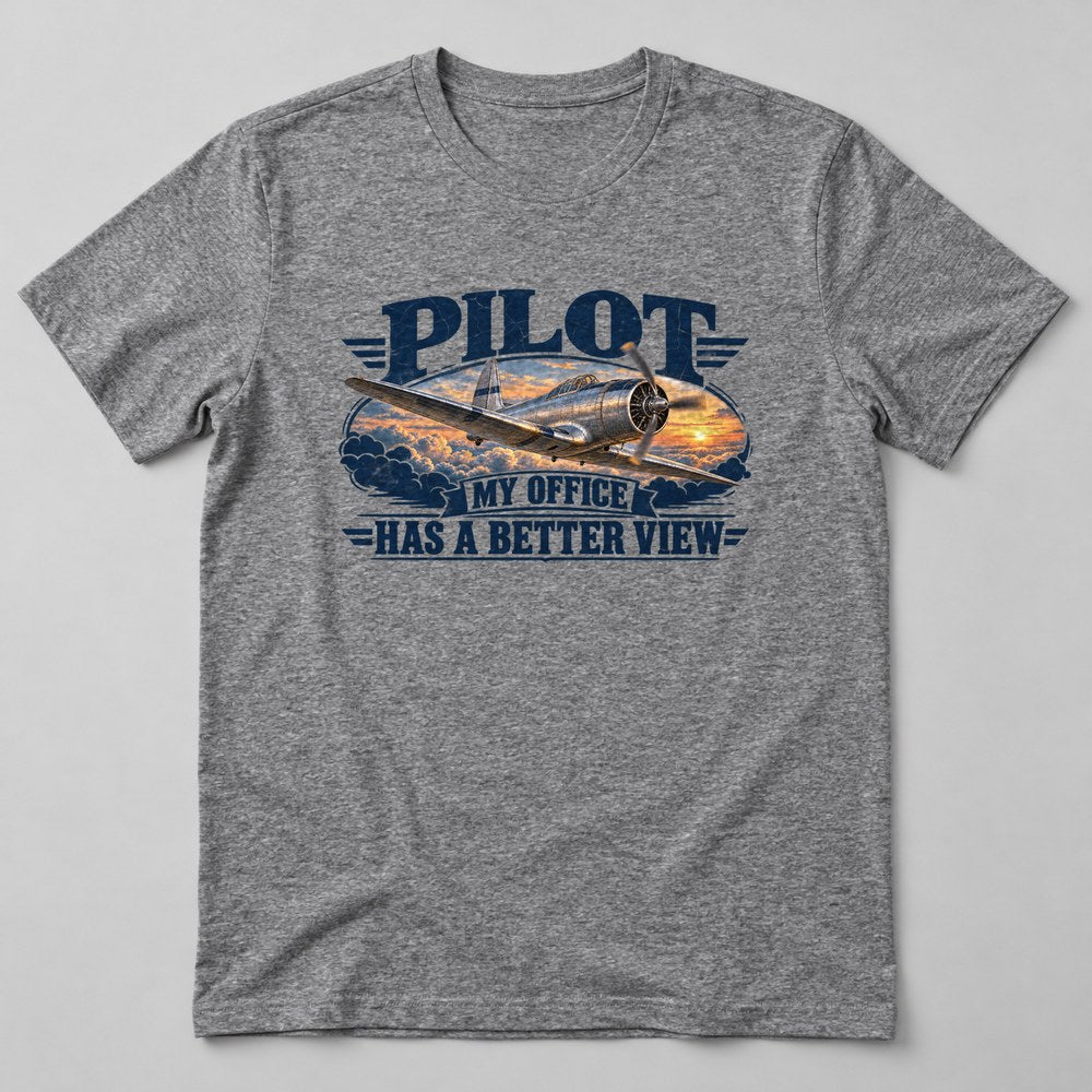 Pilot my Office Has a Better View T-Shirt in Heather Grey