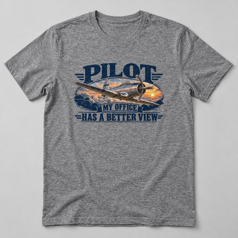 Pilot my Office Has a Better View T-Shirt in Heather Grey