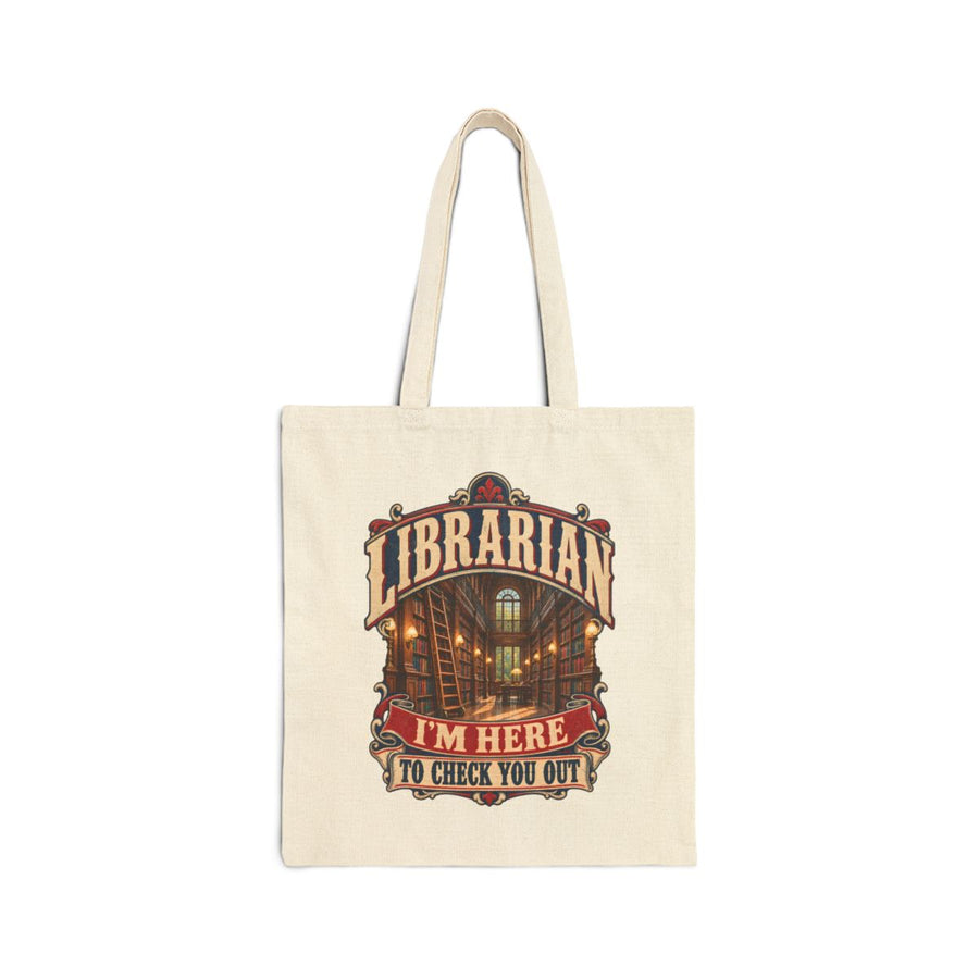 I'm Here to Check You Out Tote Bag — Natural / 15" x 16"