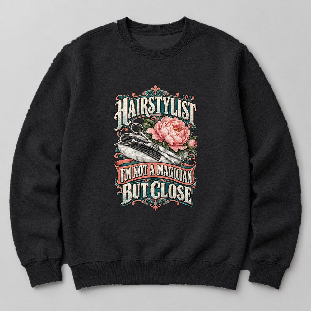 Hairstylist I'm Not a Magician But Close Sweatshirt in Black