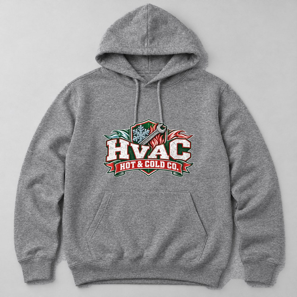 Hvac Hot & Cold Co. Hoodie in Heather Grey