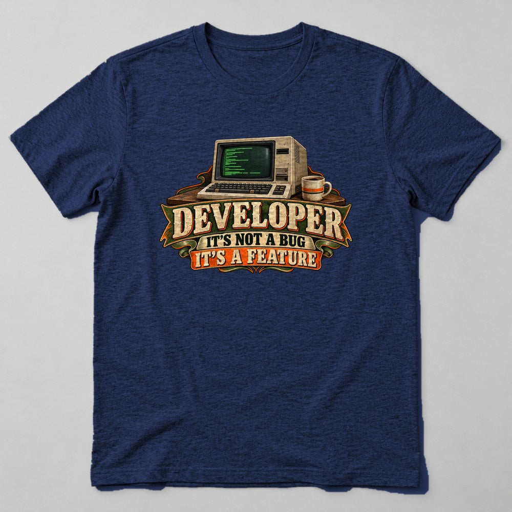 Developer It's Not a Bug It's a Feature T-Shirt in Navy
