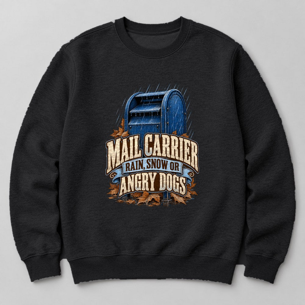 Mail Carrier Rain, Snow or Angry Dogs Sweatshirt in Black