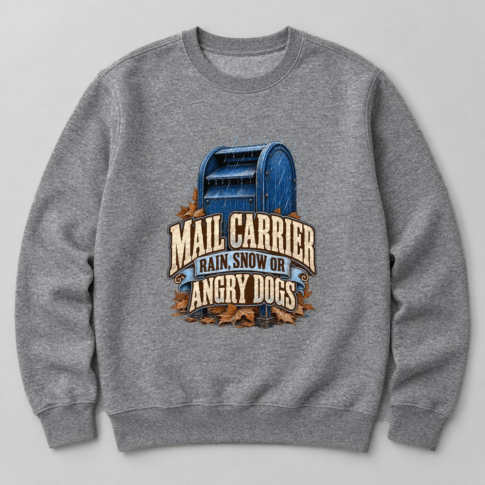 Mail Carrier Rain, Snow or Angry Dogs Sweatshirt in Heather Grey
