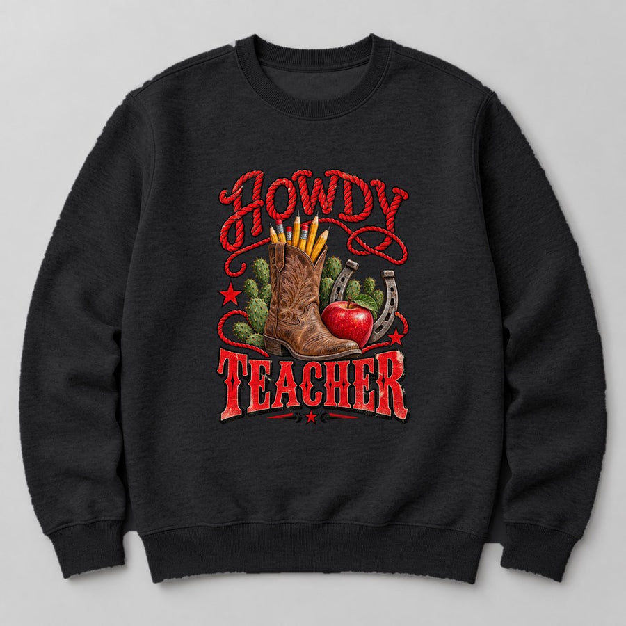 Howdy Teacher Sweatshirt in Black