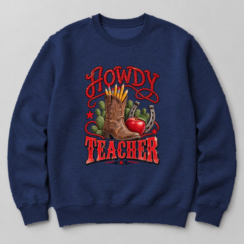 Howdy Teacher Sweatshirt in Navy