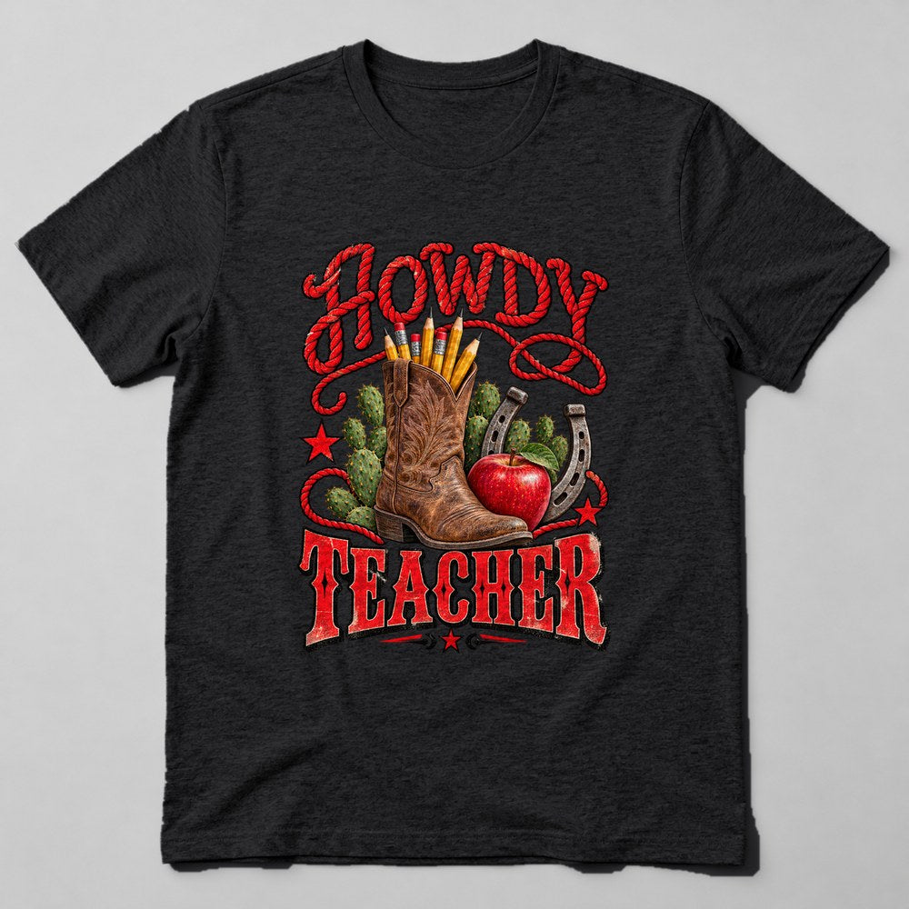 Howdy Teacher t-shirt in Black