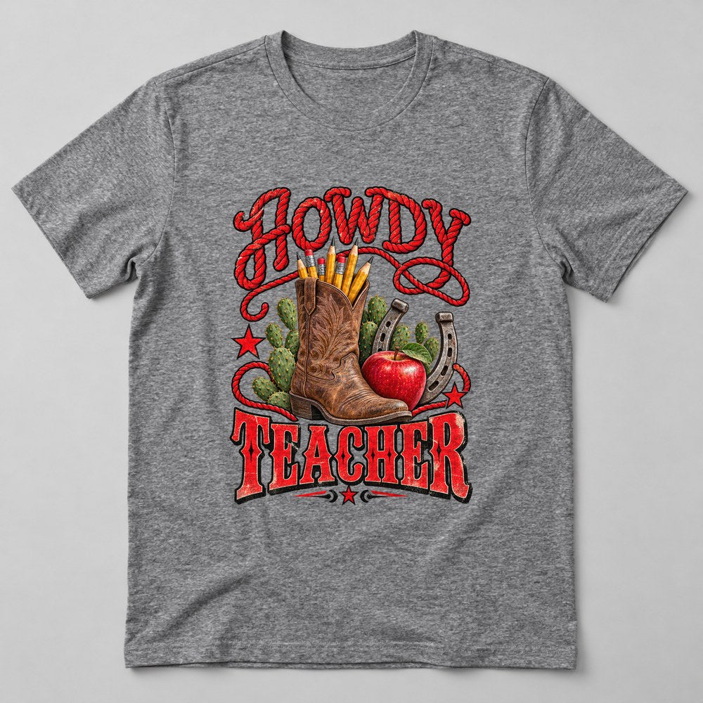 Howdy Teacher t-shirt in Athletic Heather