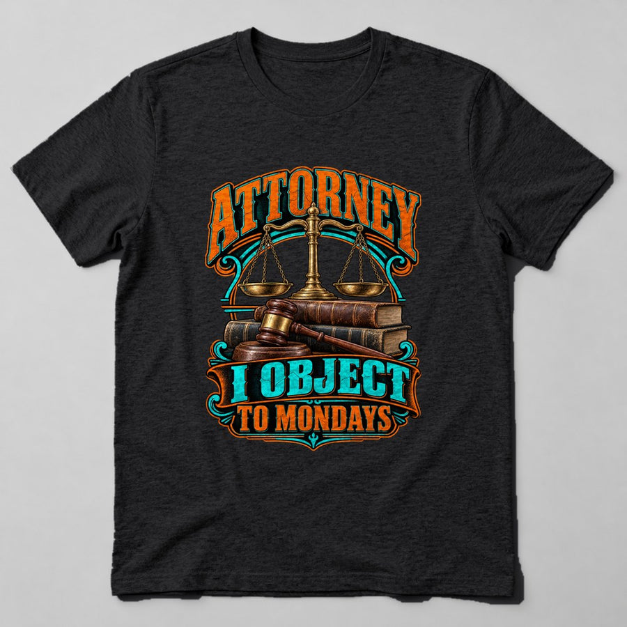 Attorney I Object to Mondays T-Shirt in Black