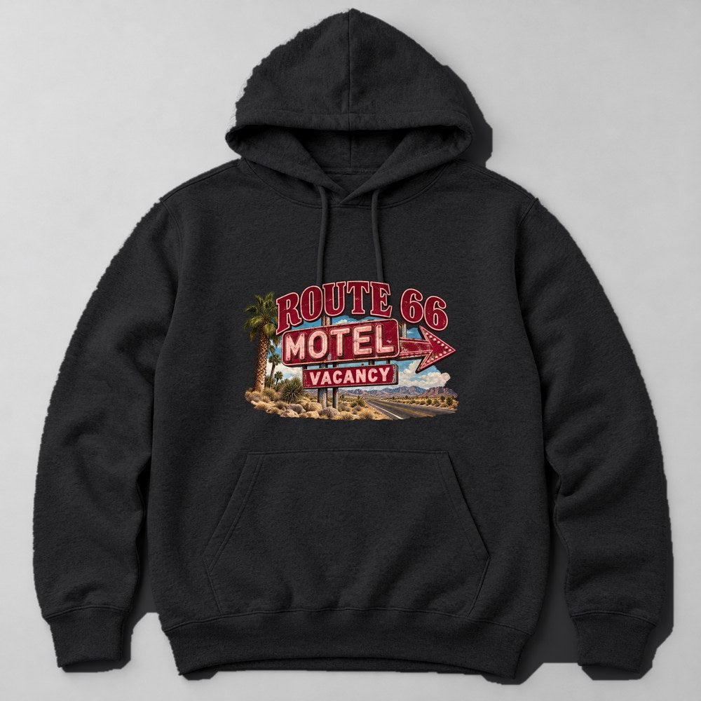 Route 66 Motel Vacancy Hoodie in Black