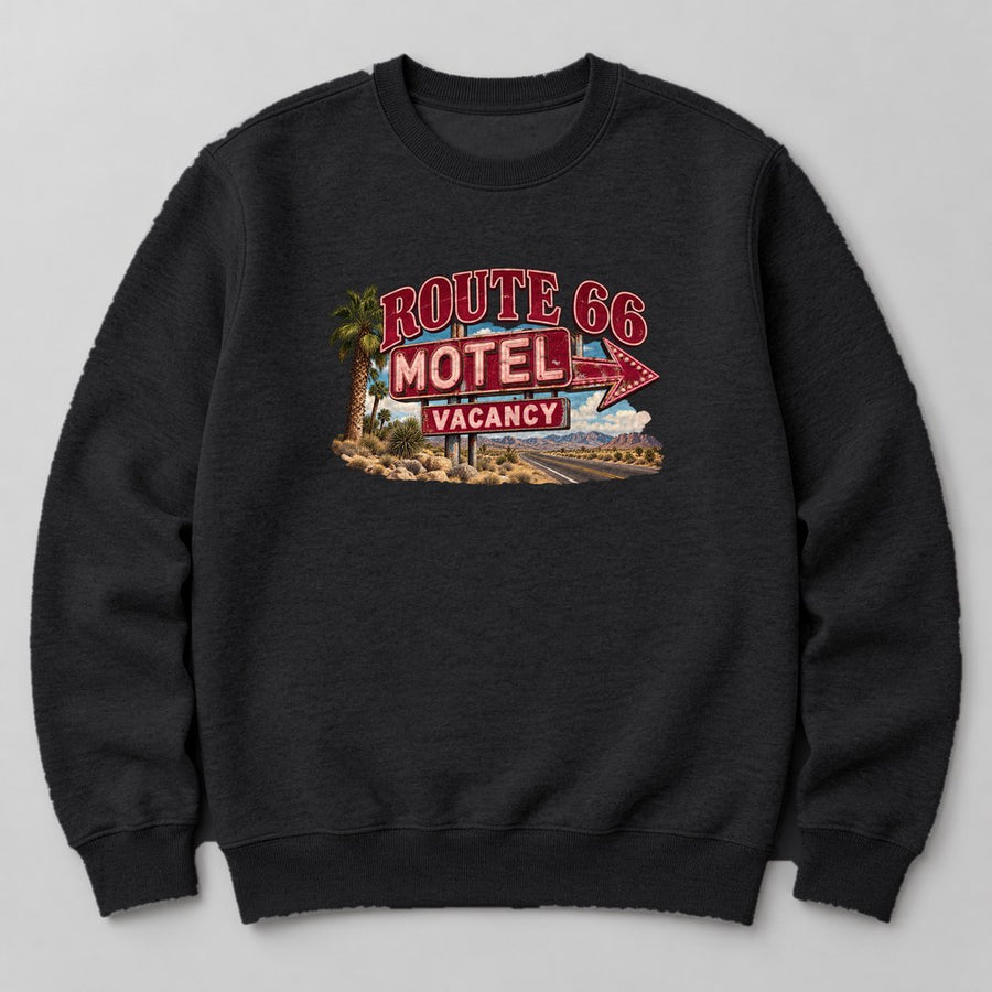 Route 66 Motel Vacancy Sweatshirt in Black