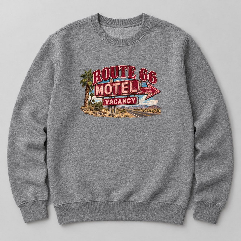 Route 66 Motel Vacancy Sweatshirt in Heather Grey