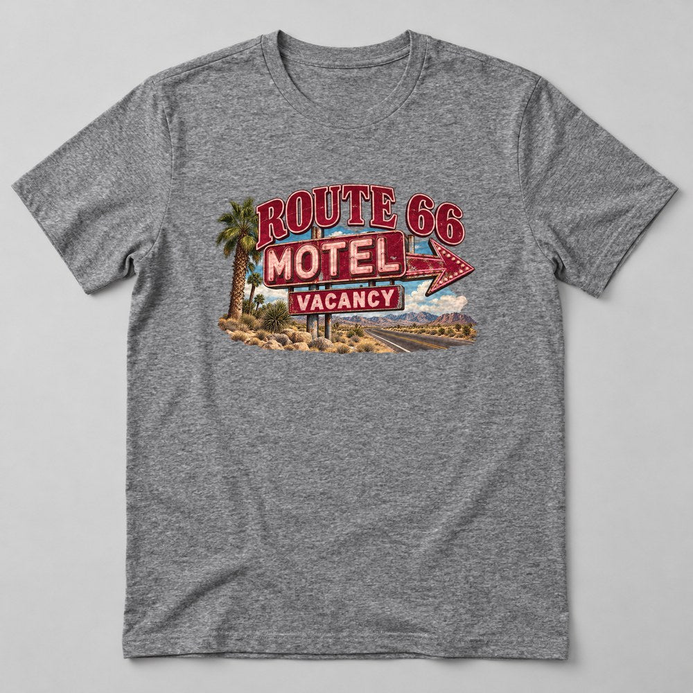 Route 66 Motel Vacancy T-Shirt in Heather Grey
